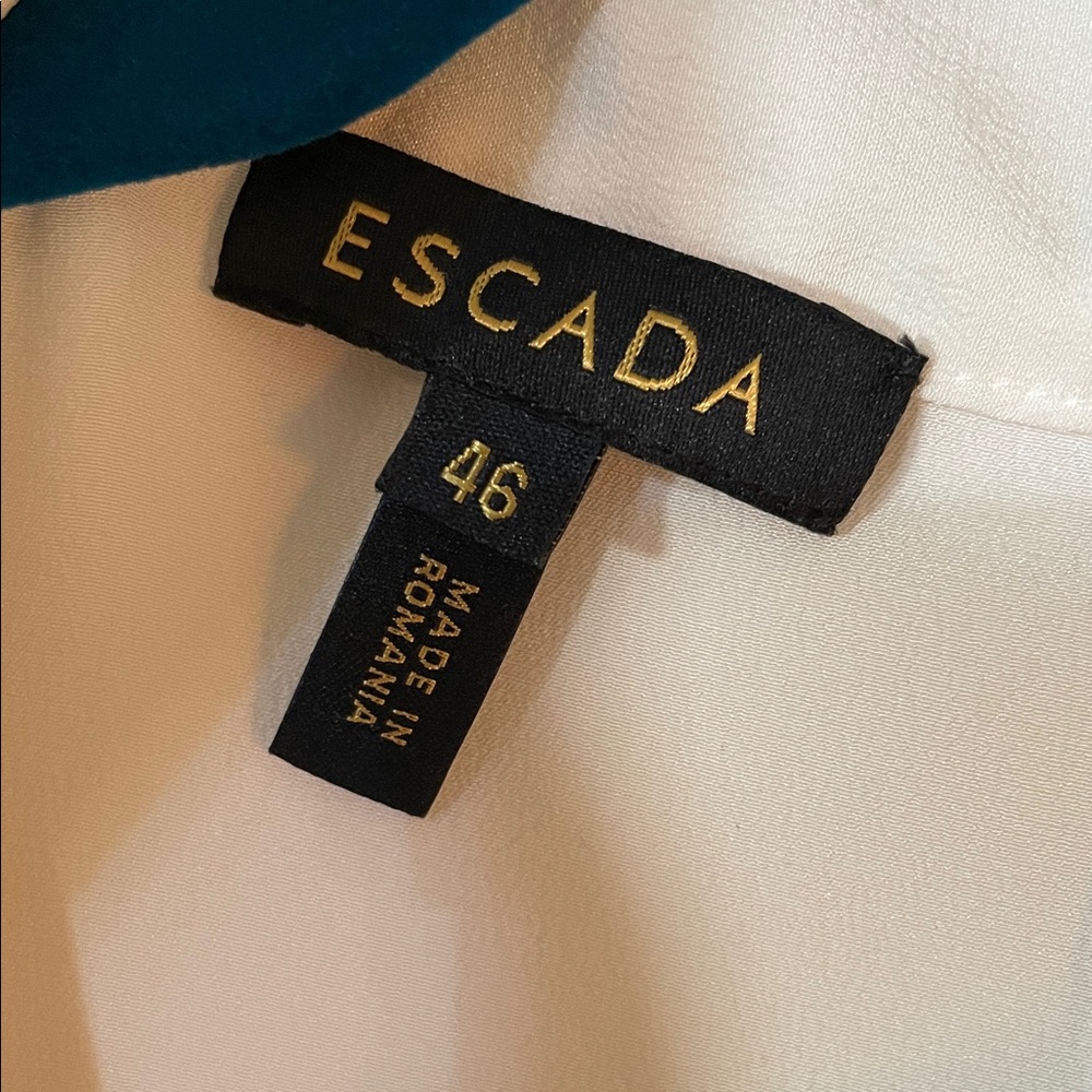 Escada 100% Silk Cream Tie-Neck Long Sleeve Blouse - Picture 2 of 14
